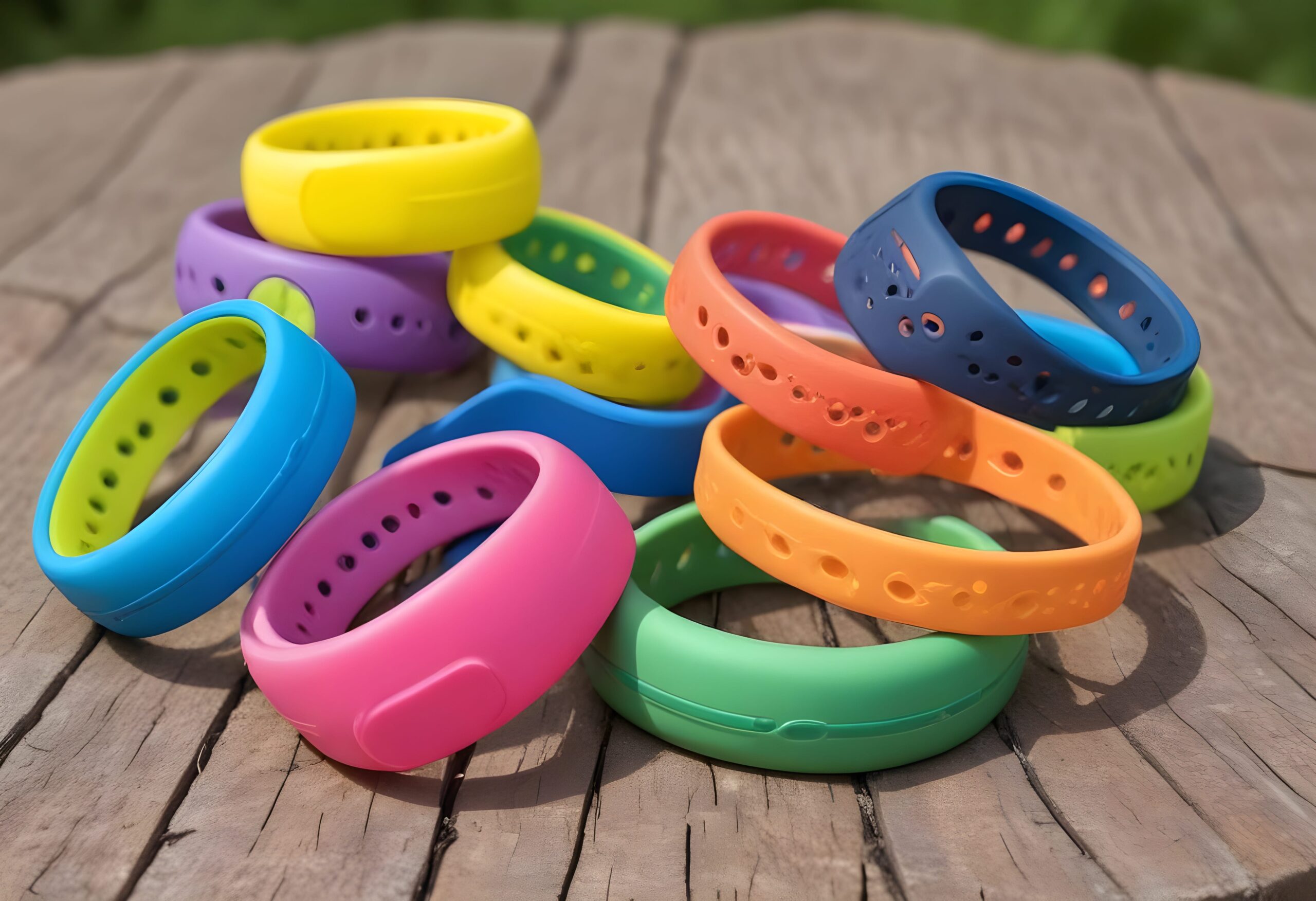 Colourful silicone mosquito repellent bands